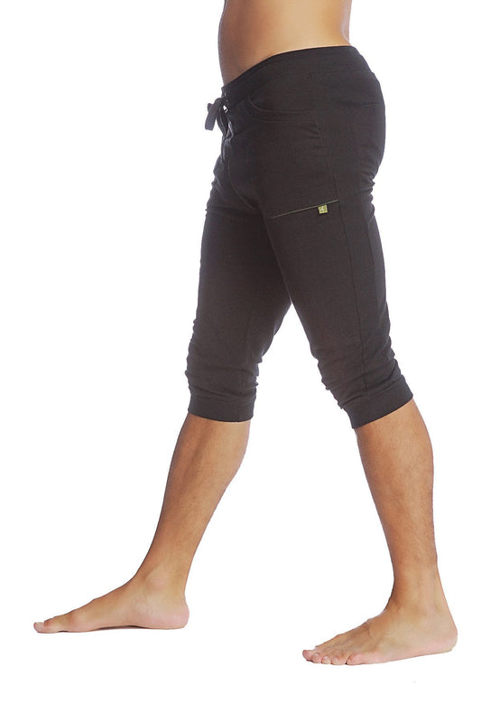 Cuffed Yoga Pants (Solid Black) by 4-rth