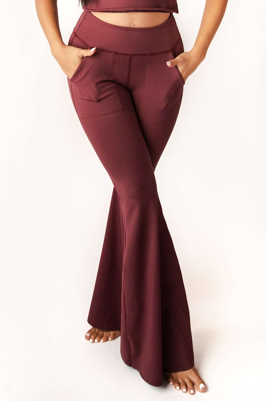 Bell Bottoms 2.0 in Maroon by Yoga Democracy