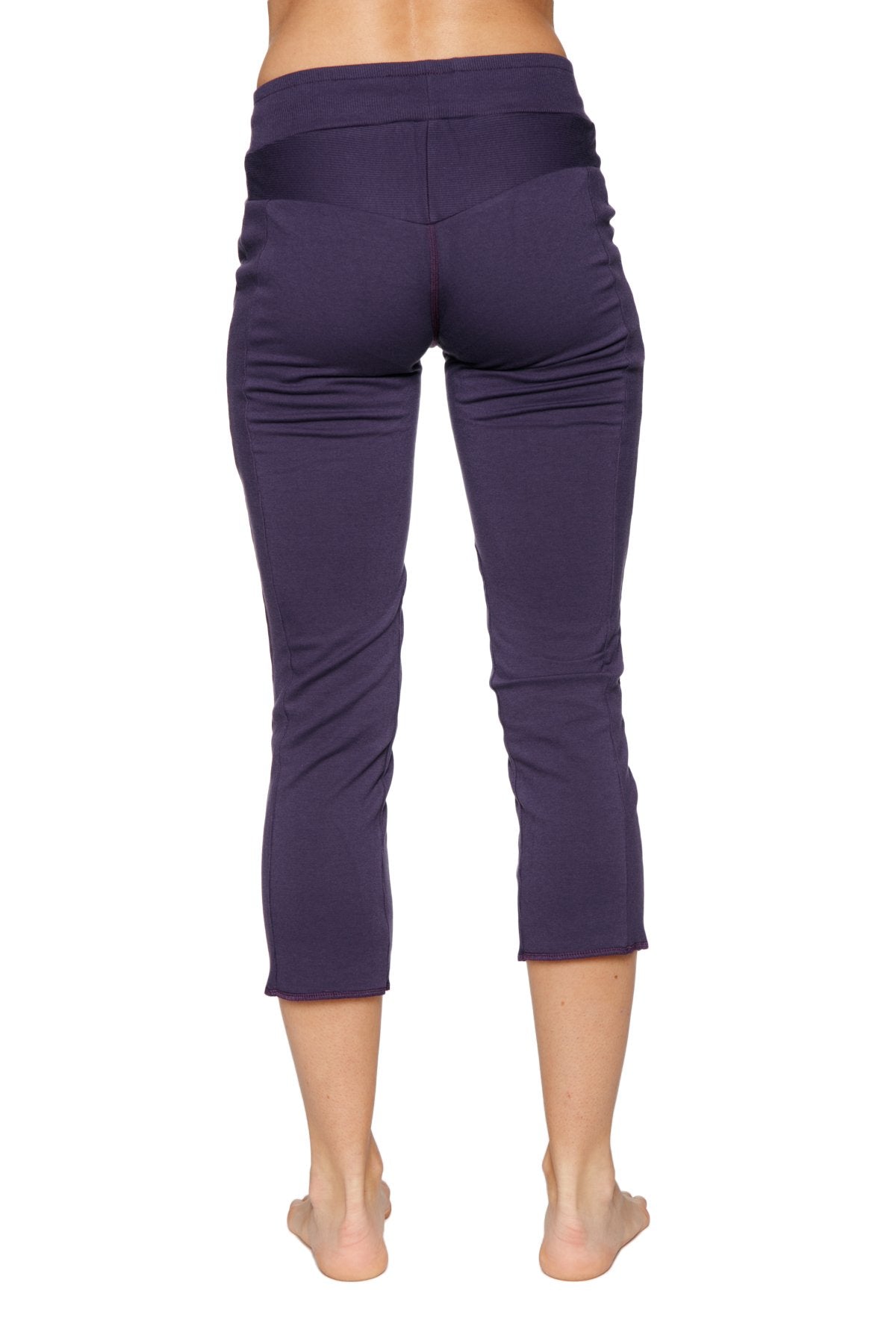 Women's 4/5 Length Zipper Pocket Capri Yoga Pant (Eggplant) by 4-rth