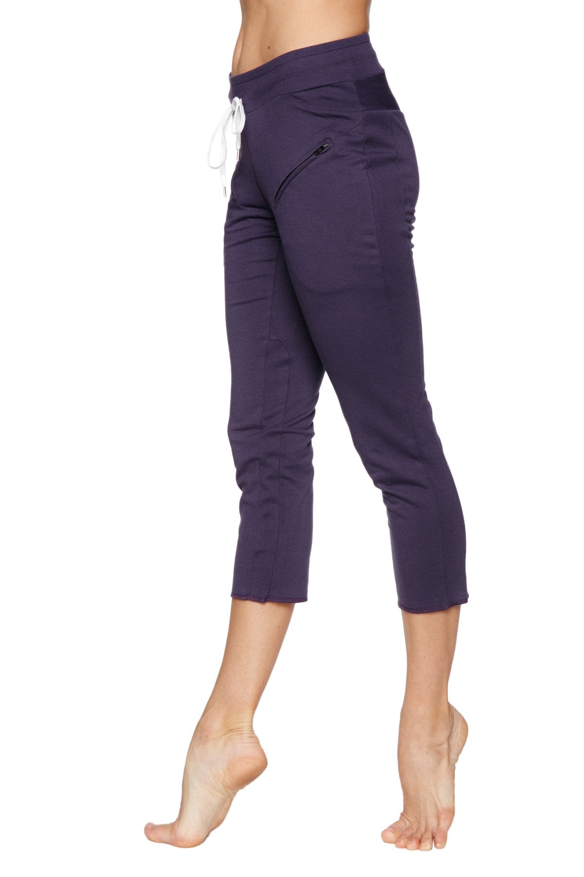 Women's 4/5 Length Zipper Pocket Capri Yoga Pant (Eggplant) by 4