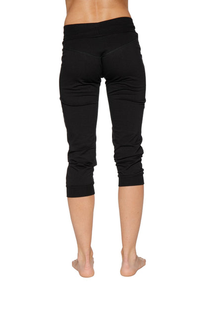 Women's Cuffed Jogger Yoga Pant (Solid Black) by 4-rth