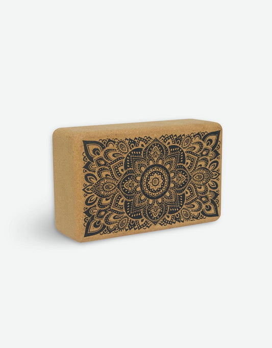 Cork Yoga Block - Mandala Black - To elevate your experience and improve your alignment